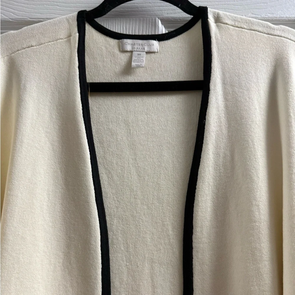 Macy’s Charter Club Open Front Cardigan With Lace Trim Size 3X - Picture 2 of 13